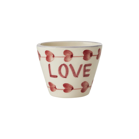 Taza espresso extra pequeña oval de cerámica pintada a mano "LOVE"
