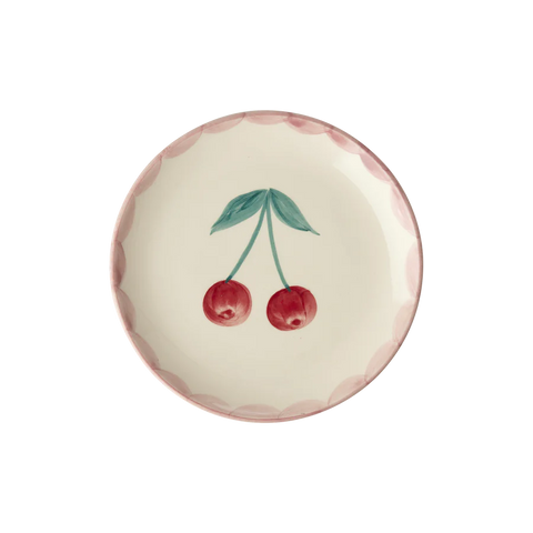 Taza de pastel en cerámica pintada a mano cherries