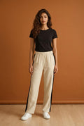 Pantalon de lino Beige con negro
