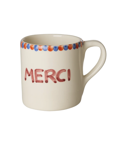 Taza de cerámica pintada a mano merci